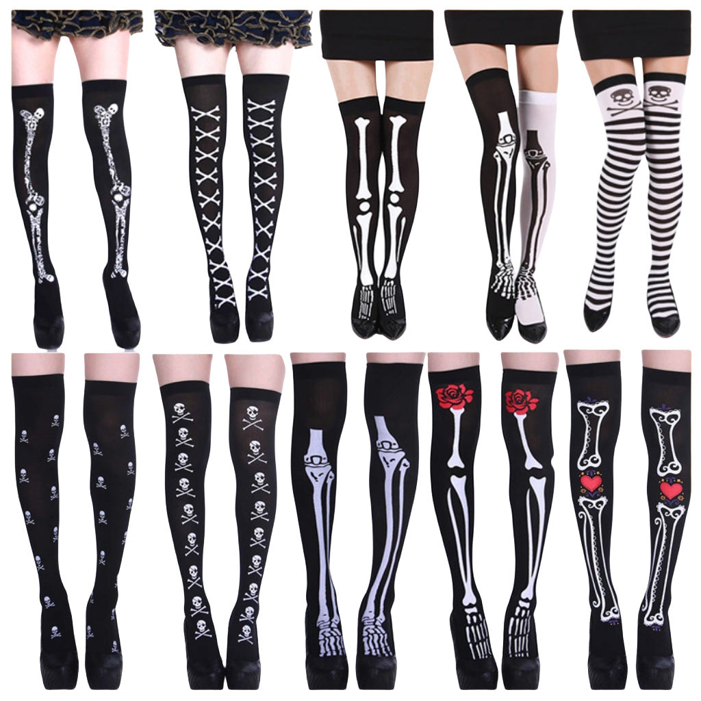 Halloween Gothic Thigh-High Socks