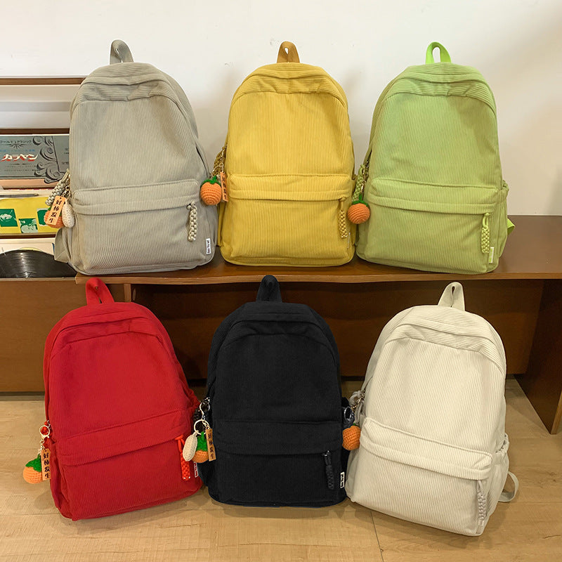 Women 2026 Corduroy Backpack, Large Capacity Student School Bag