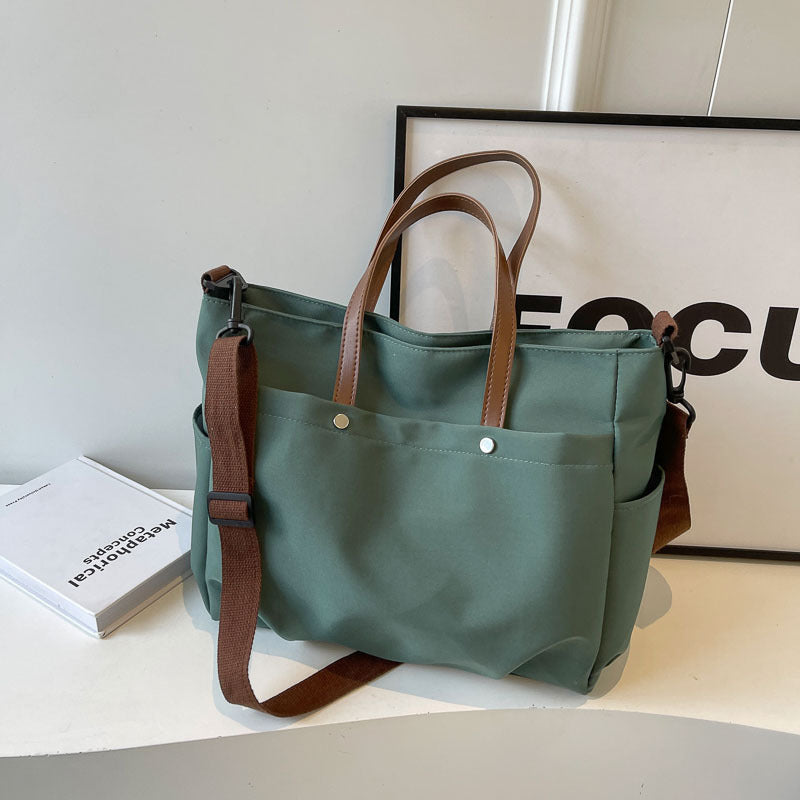 Lightweight Canvas Tote Bag with Multi Pockets and Adjustable Strap