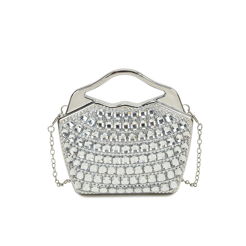 Sparkling Rhinestone Mini Evening Bag with Chain Strap