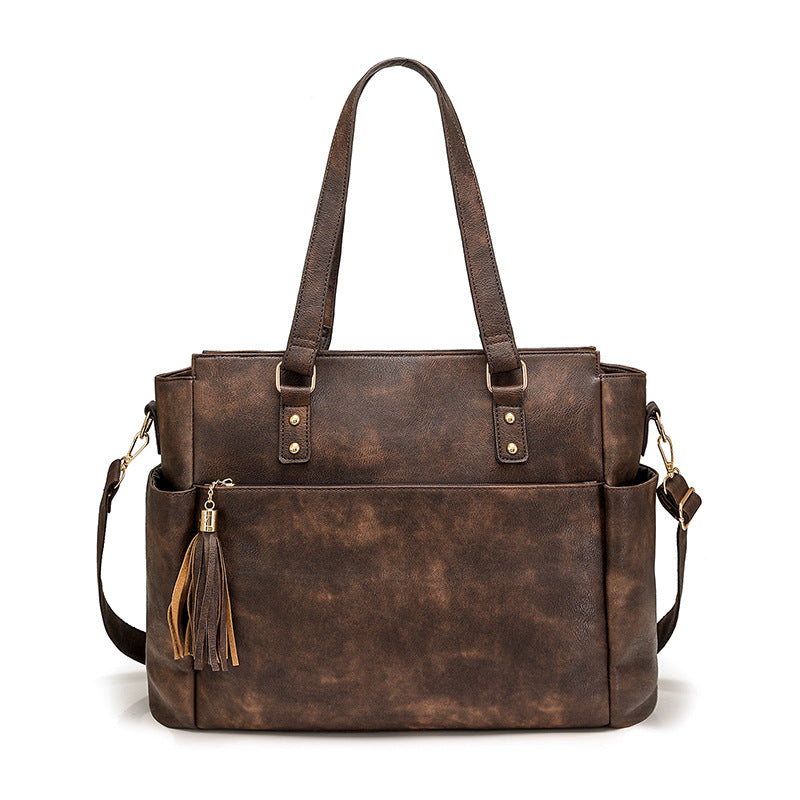 Women Fashion Laptop Briefcase Large Tassel Zipper Set Bag