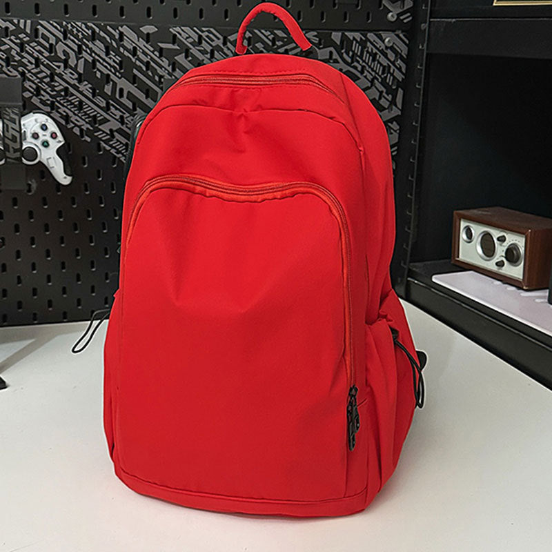New Korean Style Solid Color Versatile Backpack Large Capacity Female Junior High School Student College Student Bag Casual Travel Backpack For Men