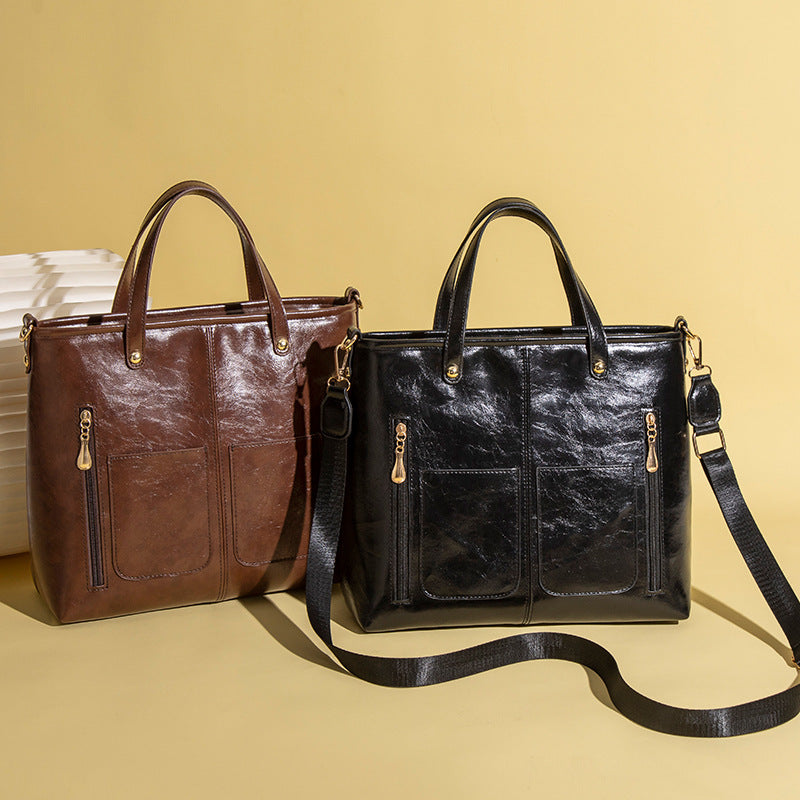 Vintage PU Leather Laptop Large Capacity Work Tote Bag