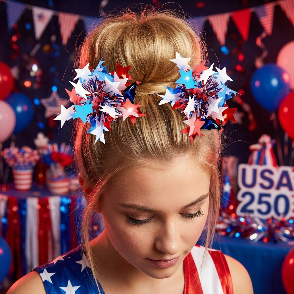 Independence Day Red White Blue Star Hairpin