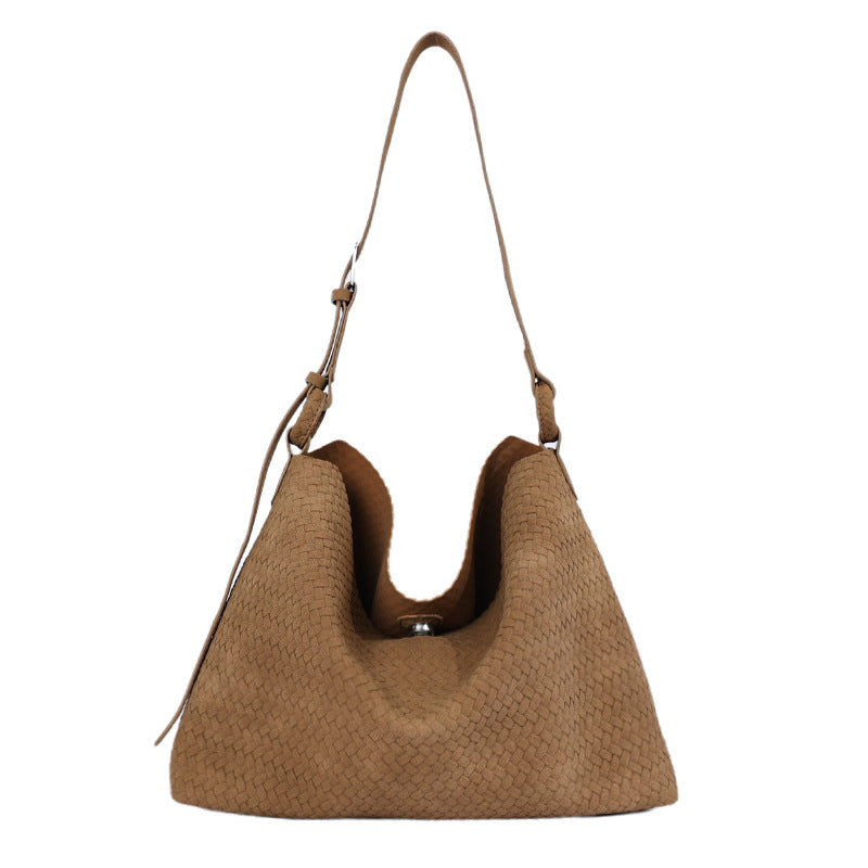 Soft Woven Shoulder Bag with Adjustable Strap and Removable Pouch