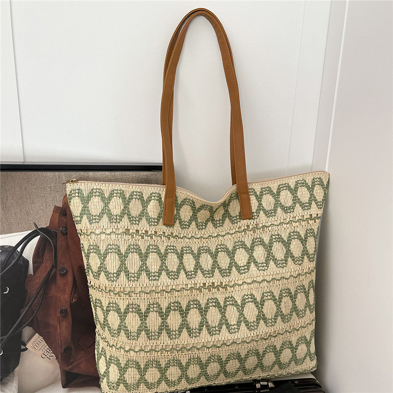 Women Trendy Woven Shoulder Large Tote Beach 2026 New Commute Straw Bag