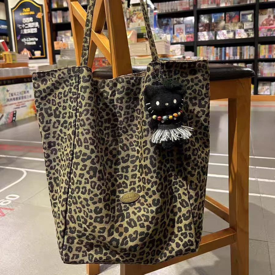 Women Leopard Print Canvas Tote Bag