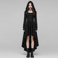 Halloween Gothic Hooded High-Low Dress with Lace Up Corset Waist