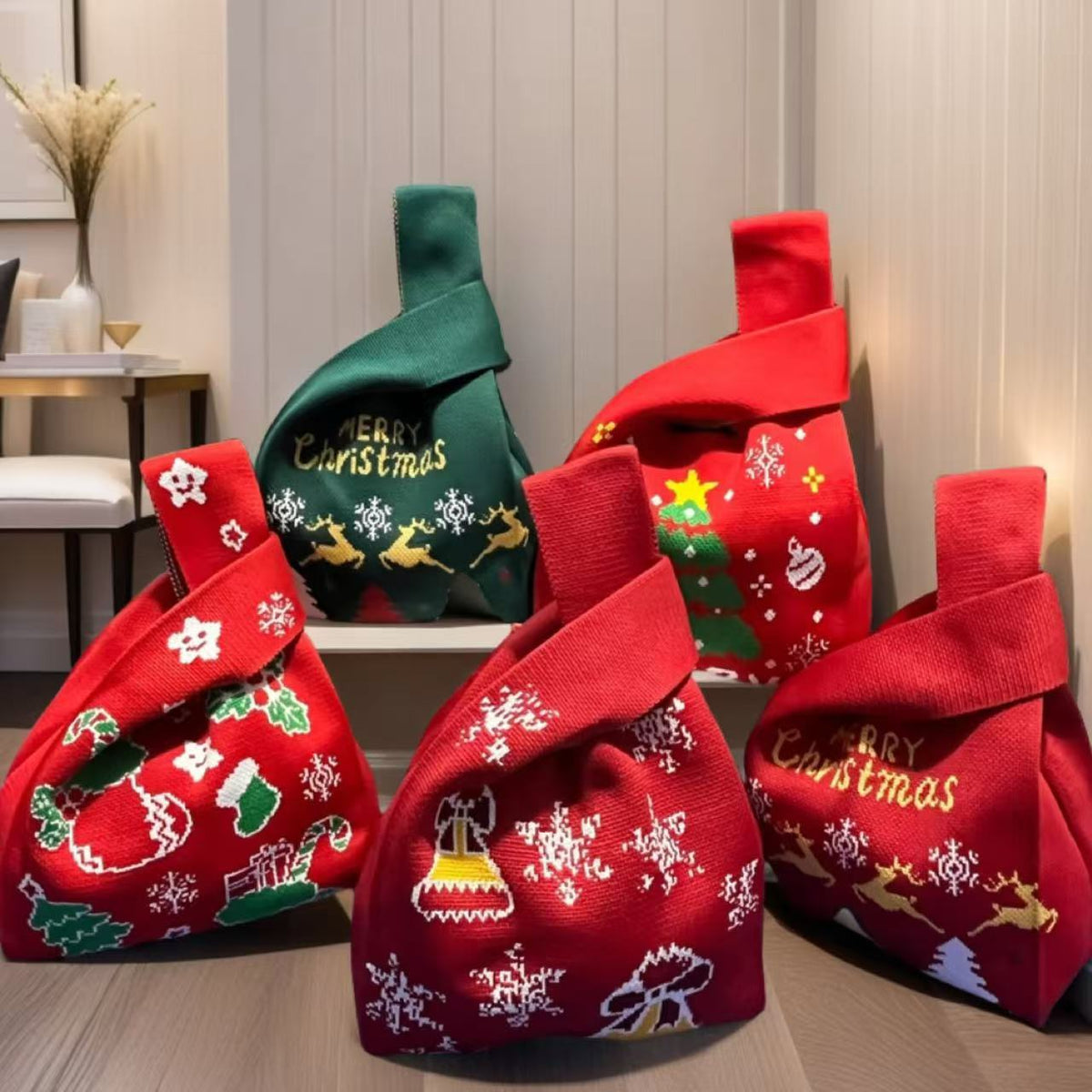 Soft Knitted Christmas Gift Bag