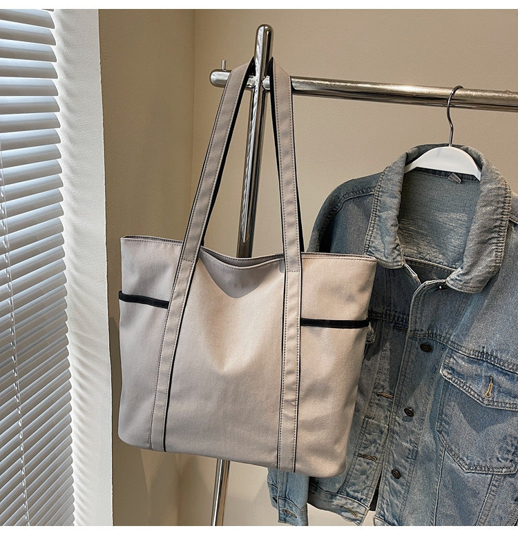 Women Color Block Tote 2026 New Large Fashion Handheld Shoulder Bag