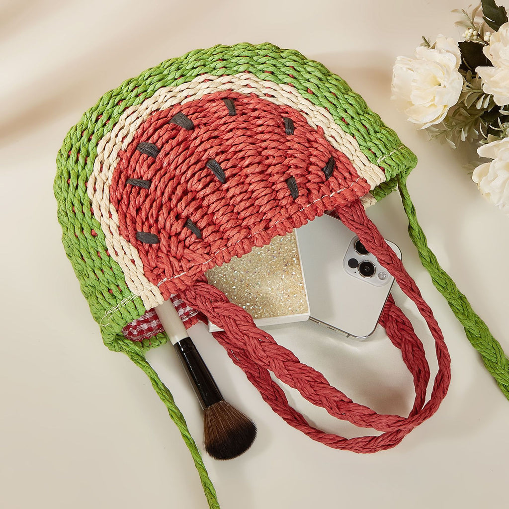 Orange Watermelon Straw Shoulder Crossbody Beach Bag