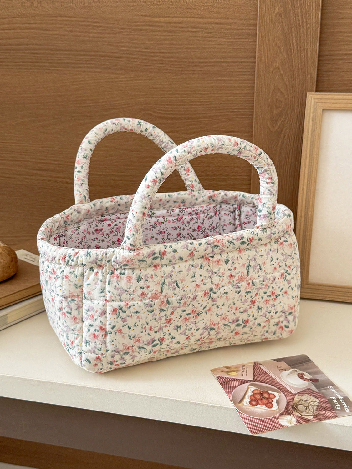 Pastoral Floral Desktop Organizer Basket
