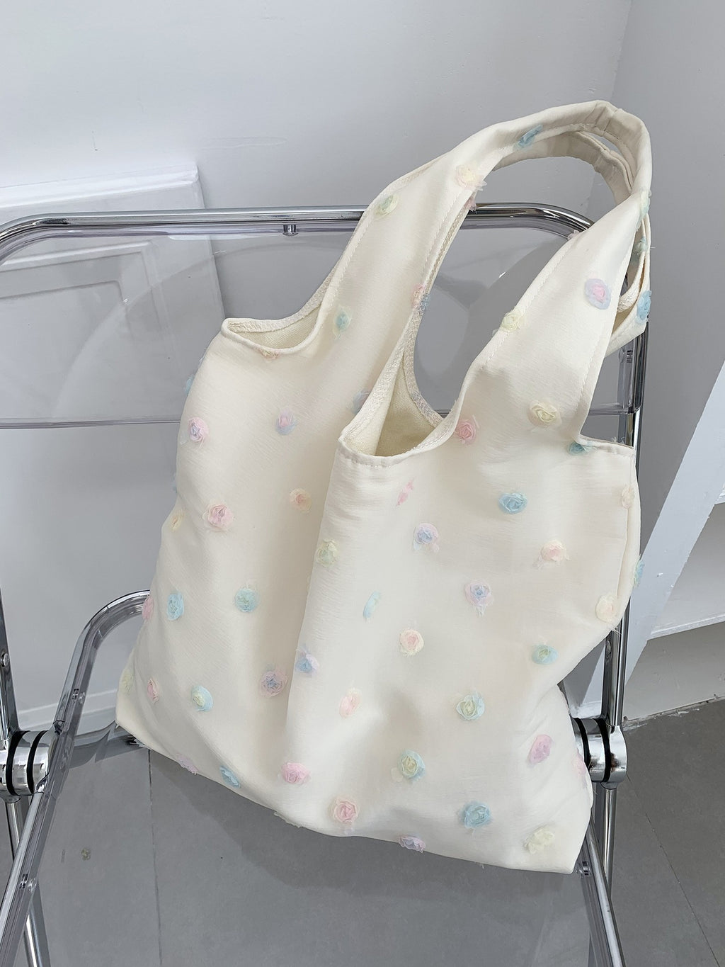 Embroidered Floral Canvas Shoulder Bag Fresh Versatile