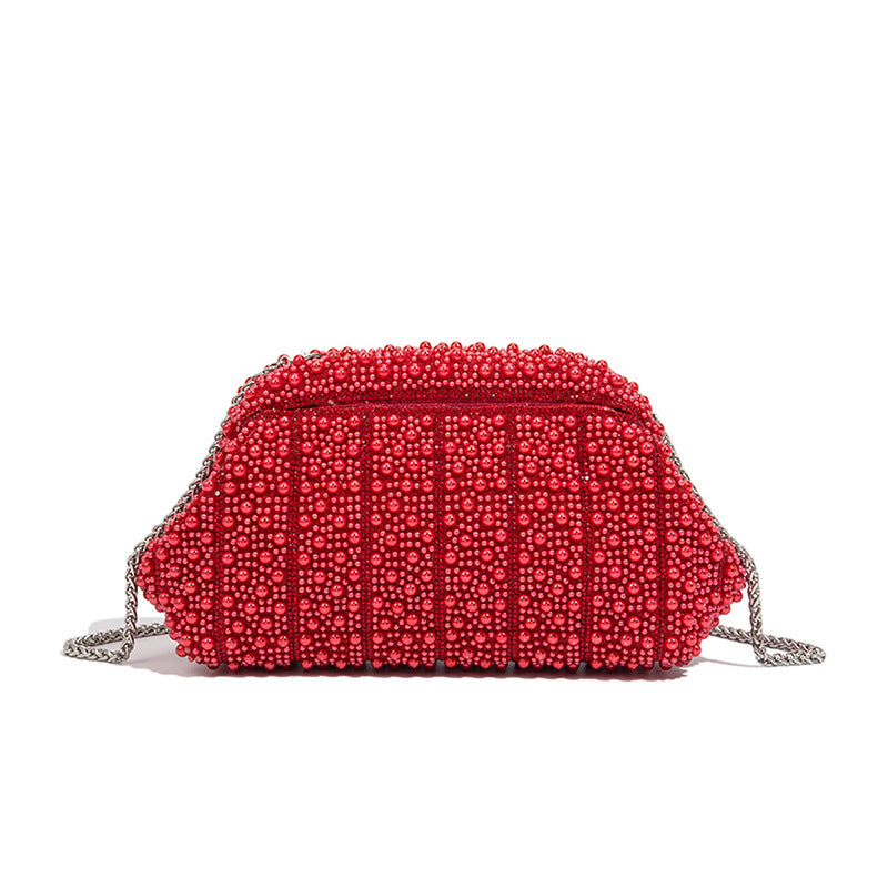 High-End Pearl Clip Evening Clutch Bag