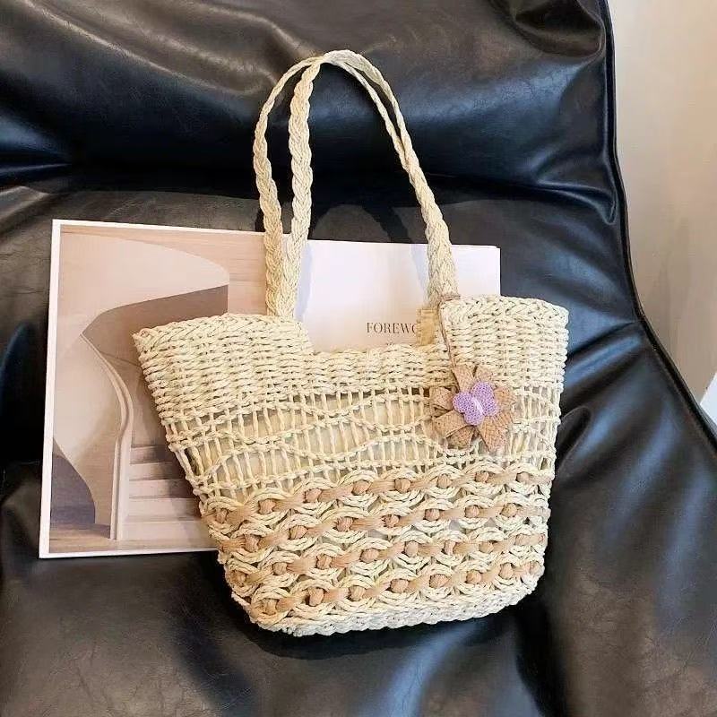 Casual Straw Handmade Woven Large Capacity Beach Shoulder Bag