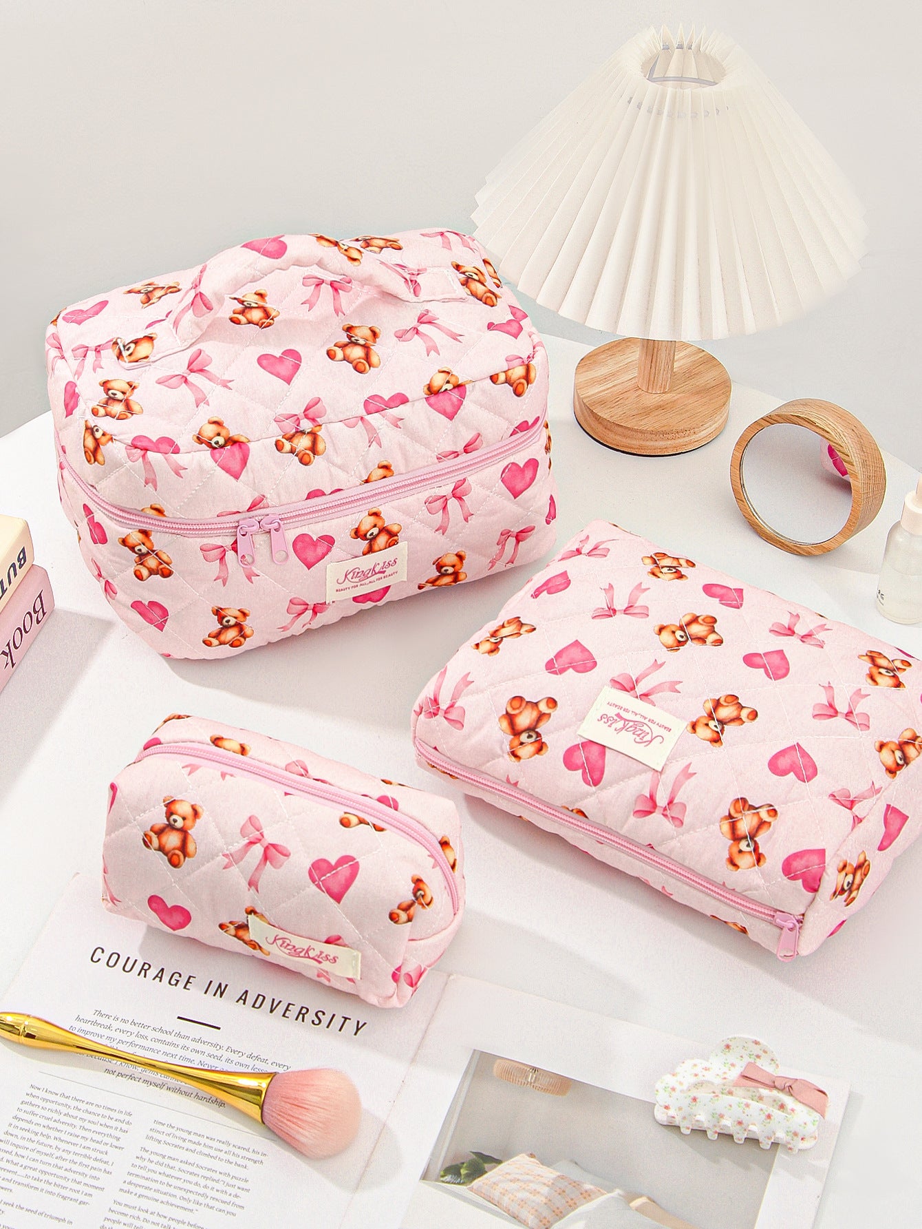 Canvas Striped Octagonal Large-Capacity Toiletry Bag