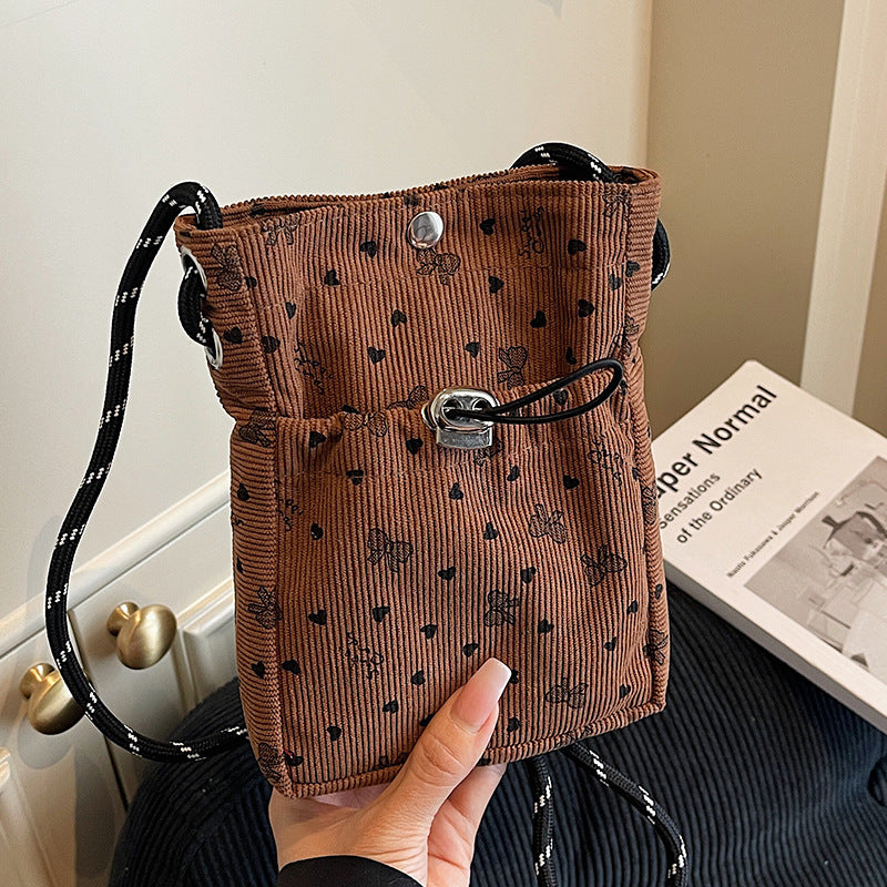 Women 2026 Spring Corduroy Crossbody Phone Bag