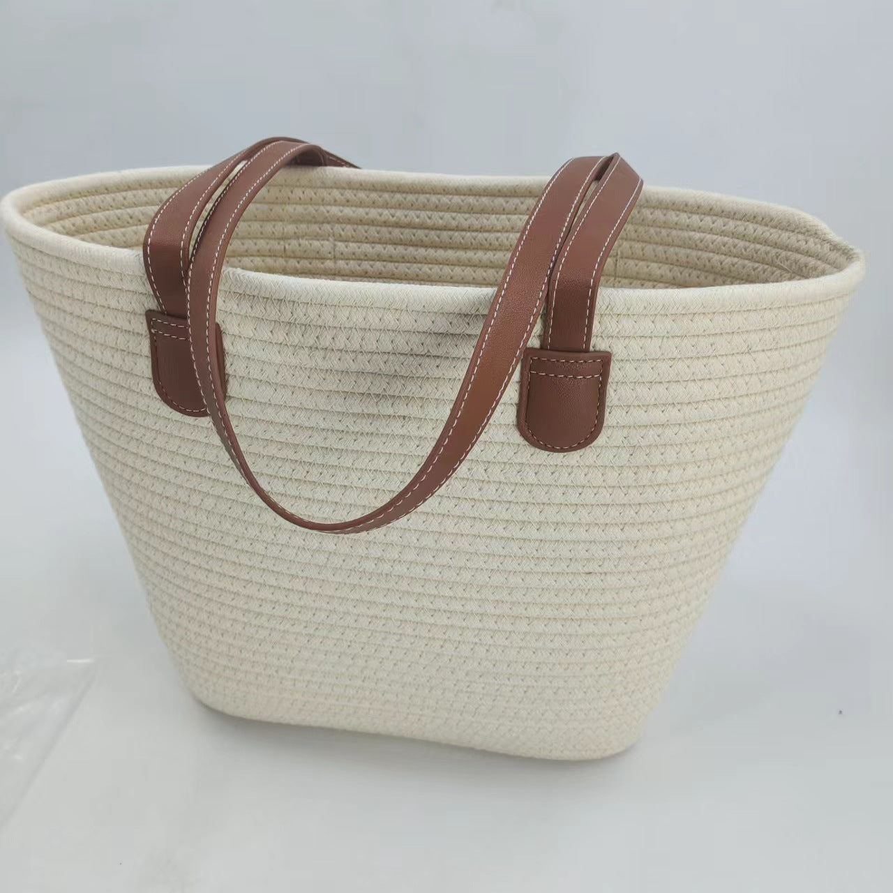 Women Cotton Rope Straw Large Korean Style New Woven Shoulder Tote Bag