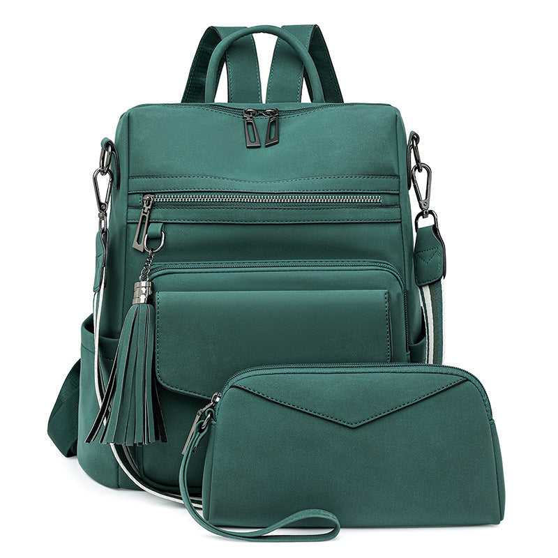 Cross-Border Shopping For New Winter European And American Retro Fashion Women'S Backpacks Large Capacity Double Color Tassel Backpack Wholesale