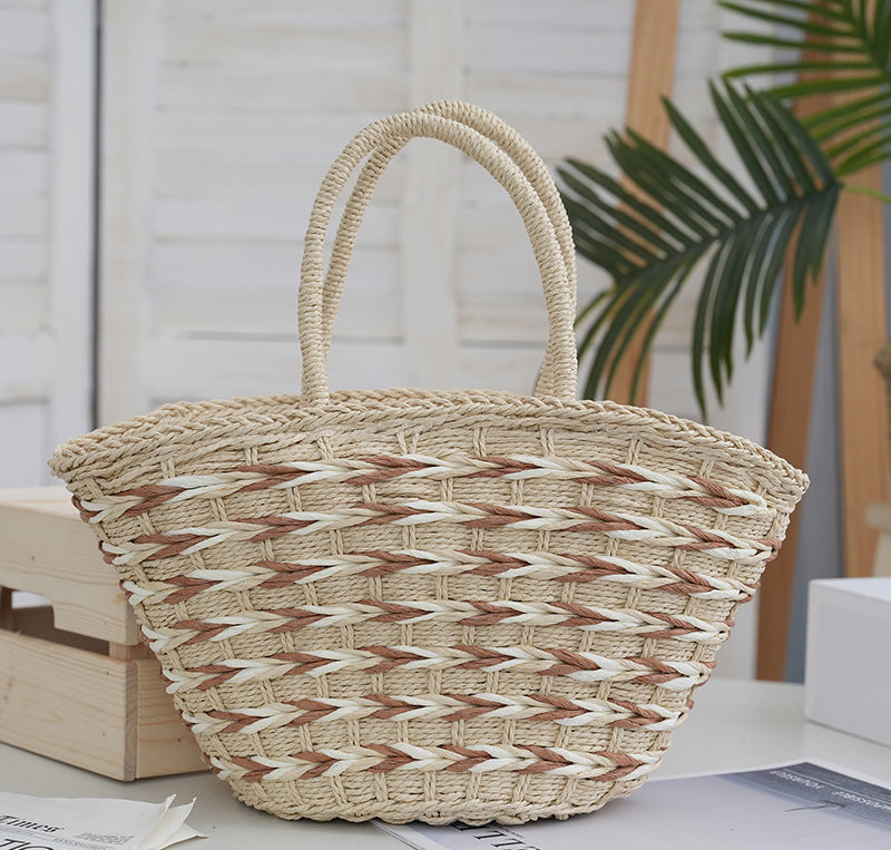 Versatile Paper Rope Woven Straw Shopping Bag