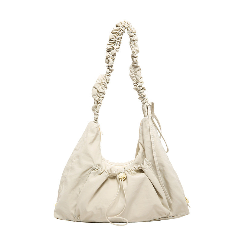 Women Nylon Drawstring Pleated Cloud Bag, Casual Versatile Crossbody Shoulder Bag