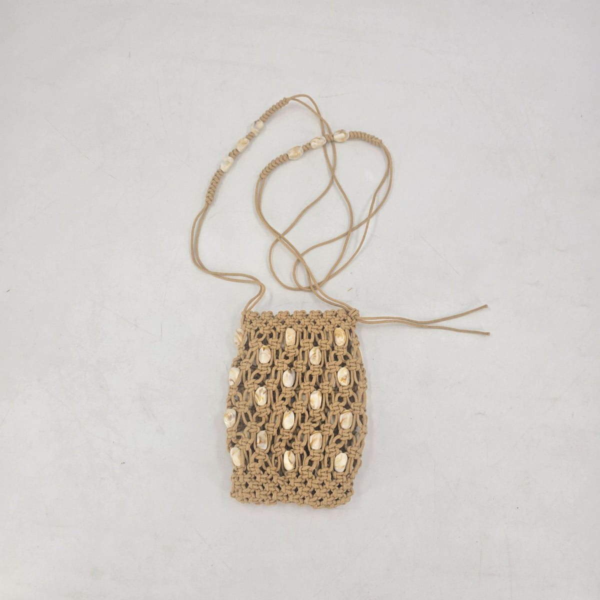 Beaded Openwork Woven Vertical Phone Crossbody Bag