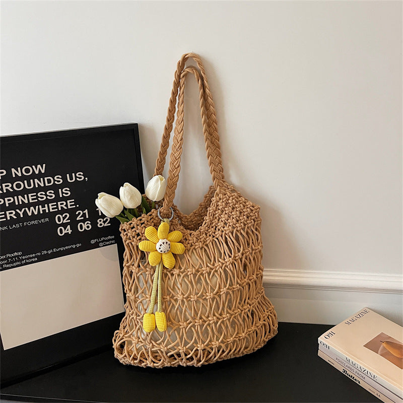 Ins Large Straw Beach Hollow Tote Korean Casual Artistic Shoulder Bag