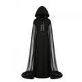 Halloween Gothic Hooded Cape Maxi Dress with Sheer Sleeves