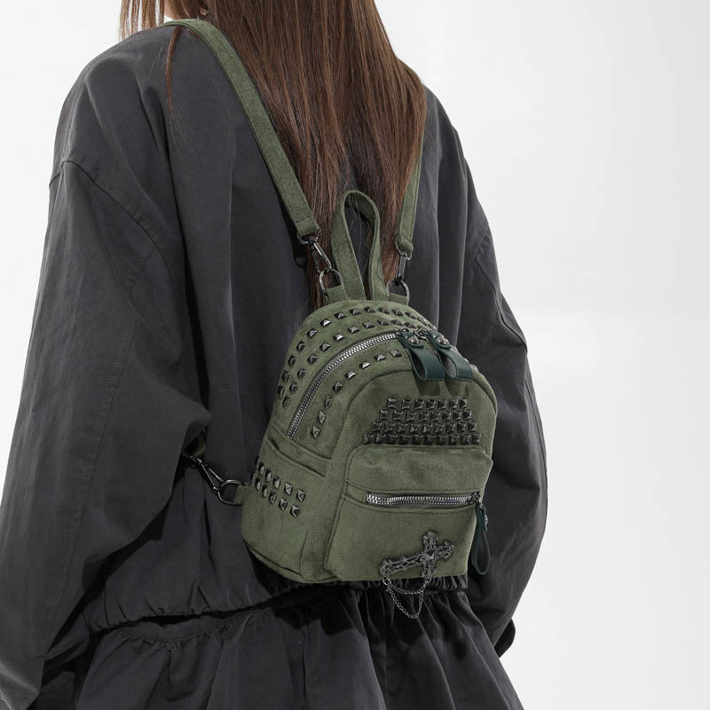 Vintage Studded Mini Suede Backpack