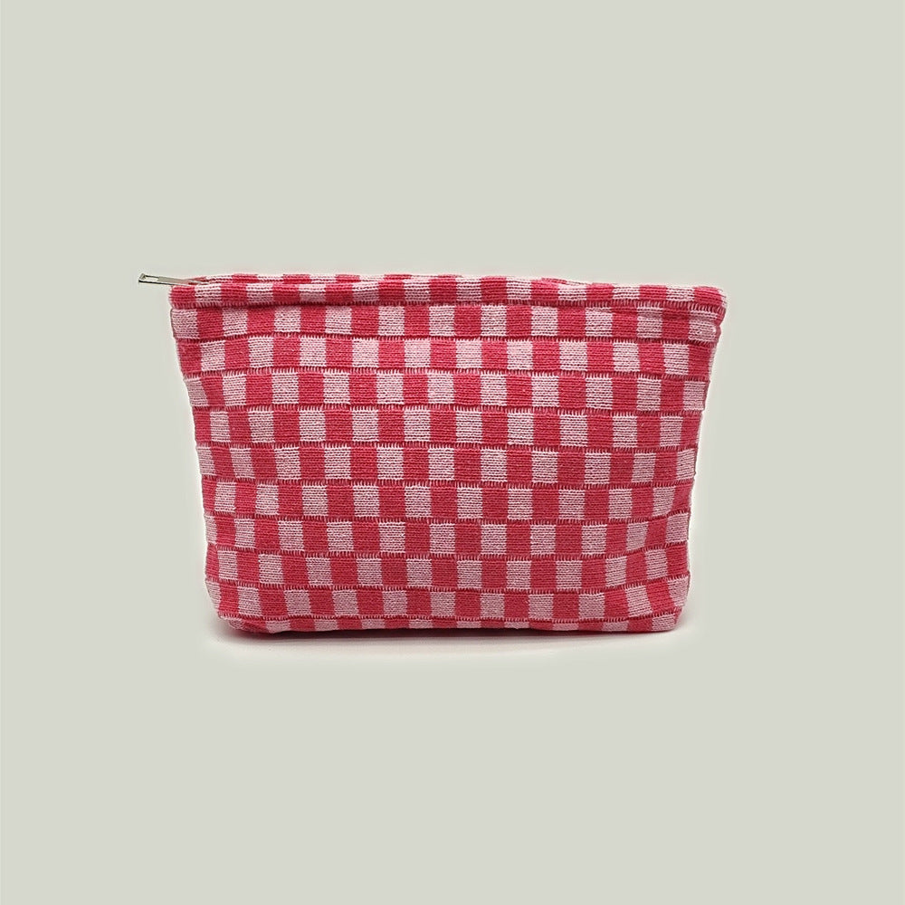 Knitted Checkerboard Cosmetic Bag Large Capacity Plaid Toiletry Bag