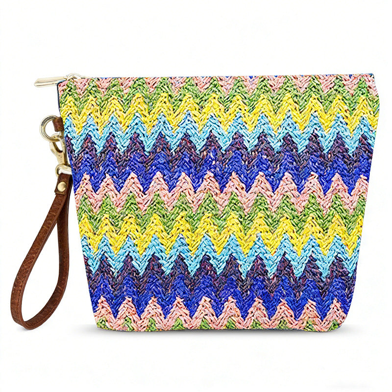 Women's Straw Woven Lipstick Coin Beach Bag