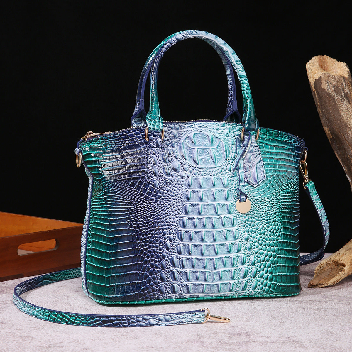 Portable Crossbody Retro Multi-Color Crocodile Pattern Bag