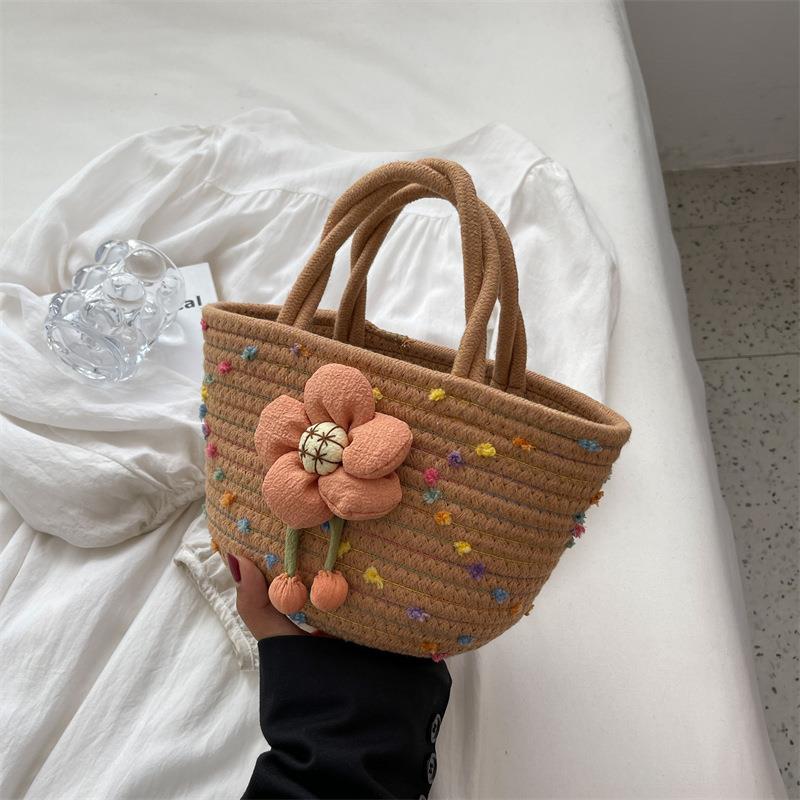 Casual Cute Cotton Rope Handheld Woven Bag