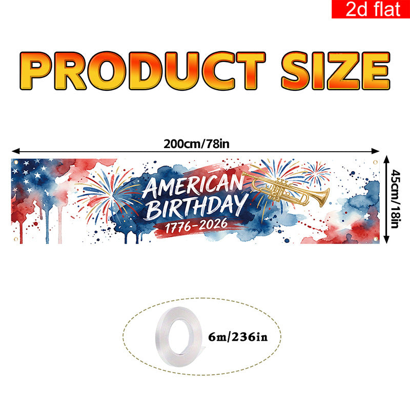 Independence Day 250th Anniversary Hanging Flag Banner