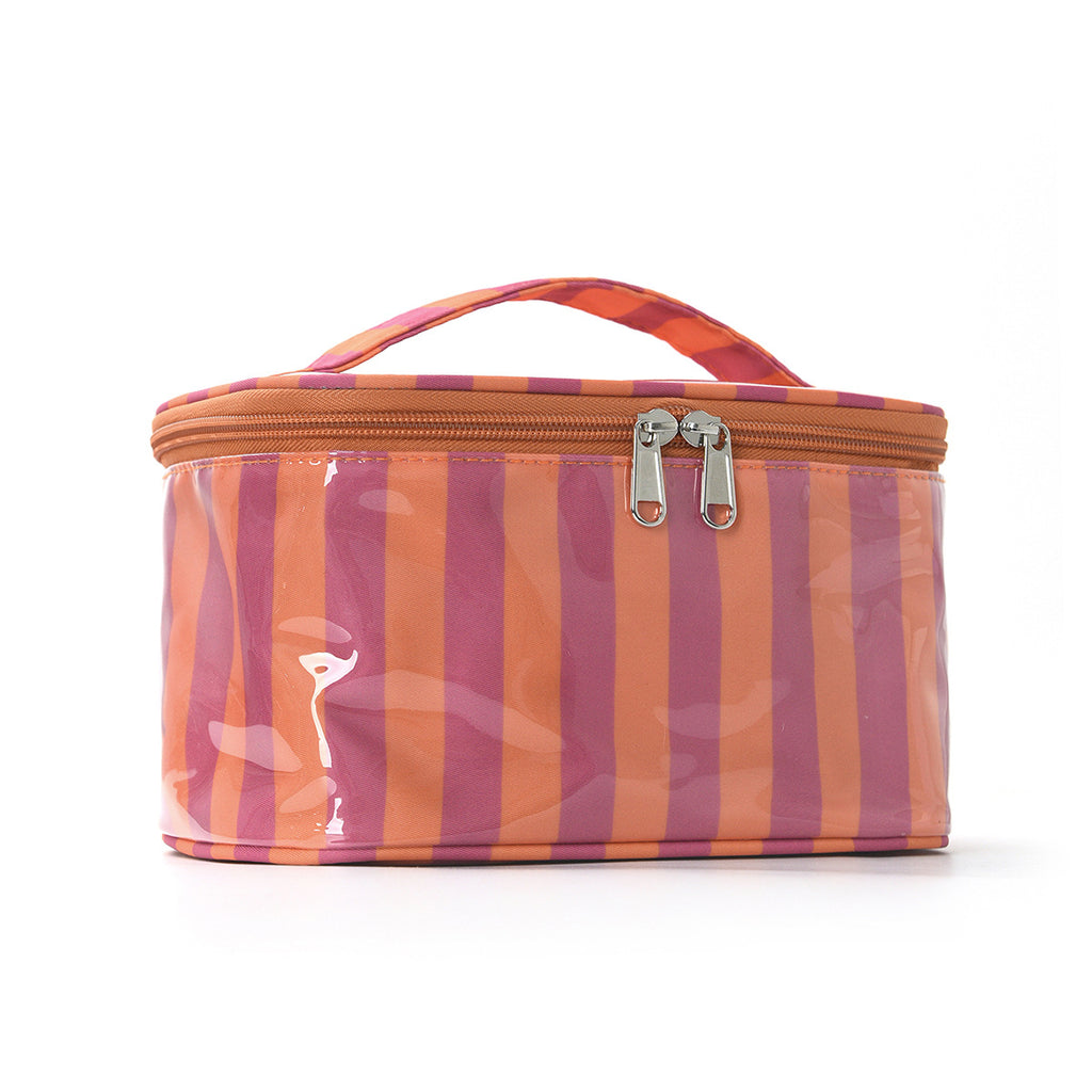Contrast Stripe Cosmetic Bag Large Capacity Portable Toiletry Bag Waterproof Pvc Travel Storage Bag Large Capacity Cosmetic Bag