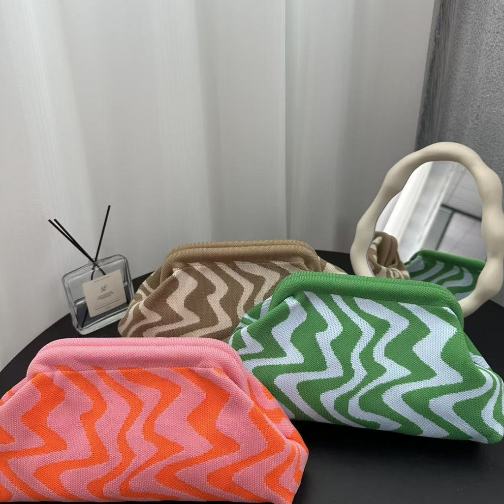 Assorted Geometric Patterns Soft Knit Clutch Bag