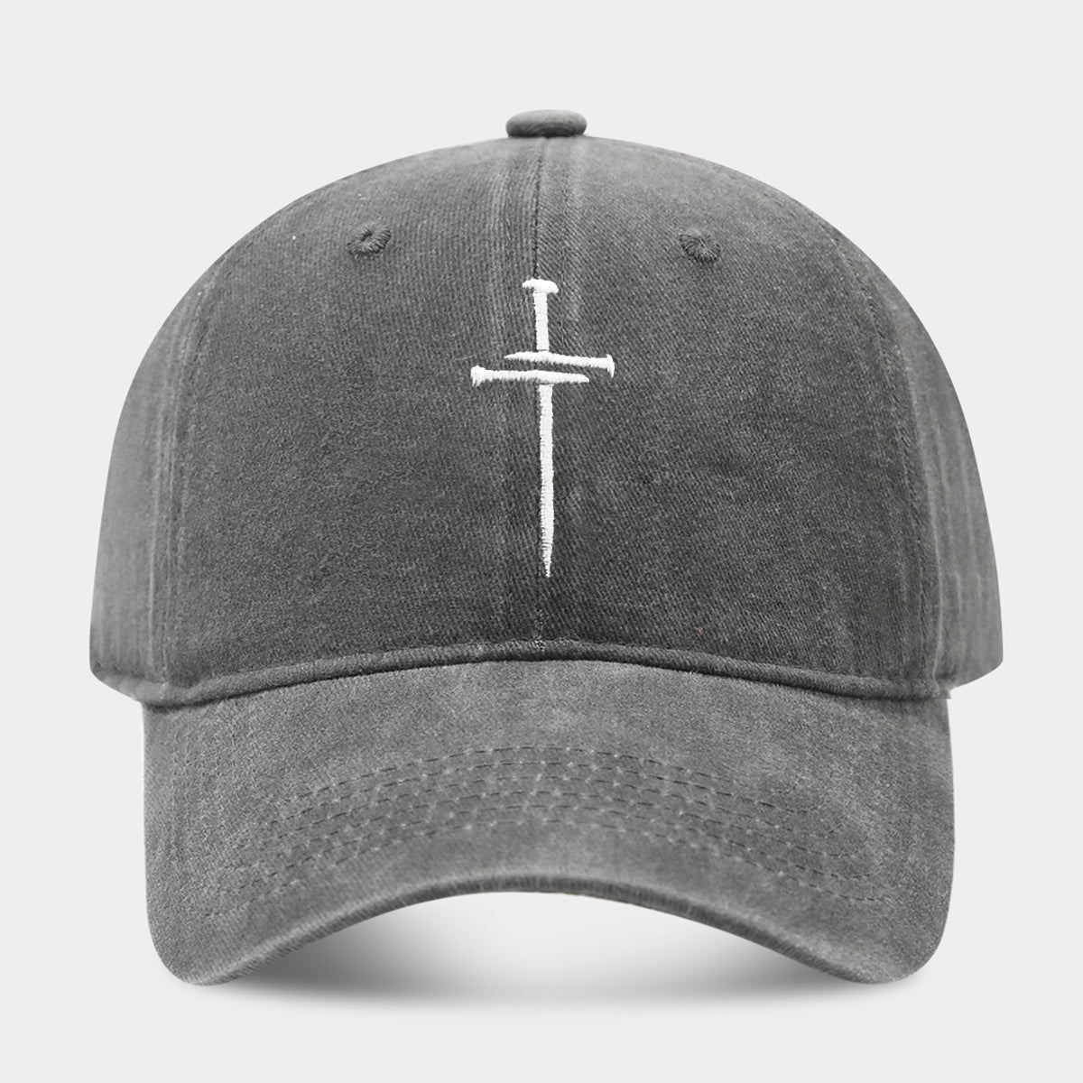 Washed Retro Cotton Embroidered Cross Baseball Cap
