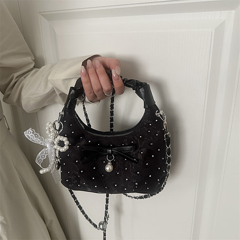 Women's Gentle Pleated Handbag Versatile Chain Shoulder Crossbody Bag
