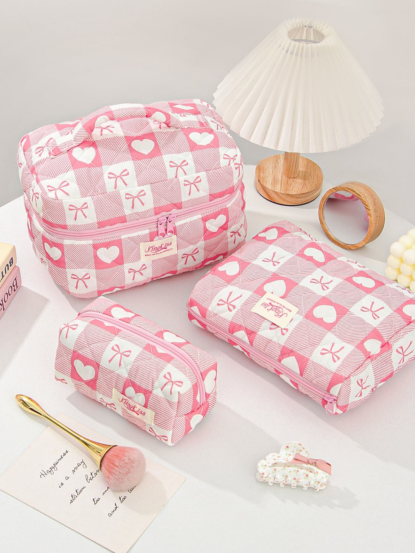 Canvas Striped Octagonal Large-Capacity Toiletry Bag