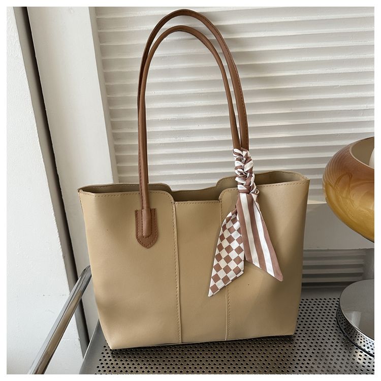 Minimalist PU Leather Tote Bag, Large Everyday Shoulder Handbag