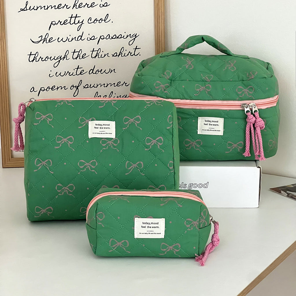 Multi-Pattern Palace Quilted Cosmetic Clutch and Octagonal Set