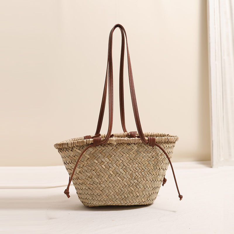 Fresh Flower Embroidered Single Shoulder Straw Beach Bag
