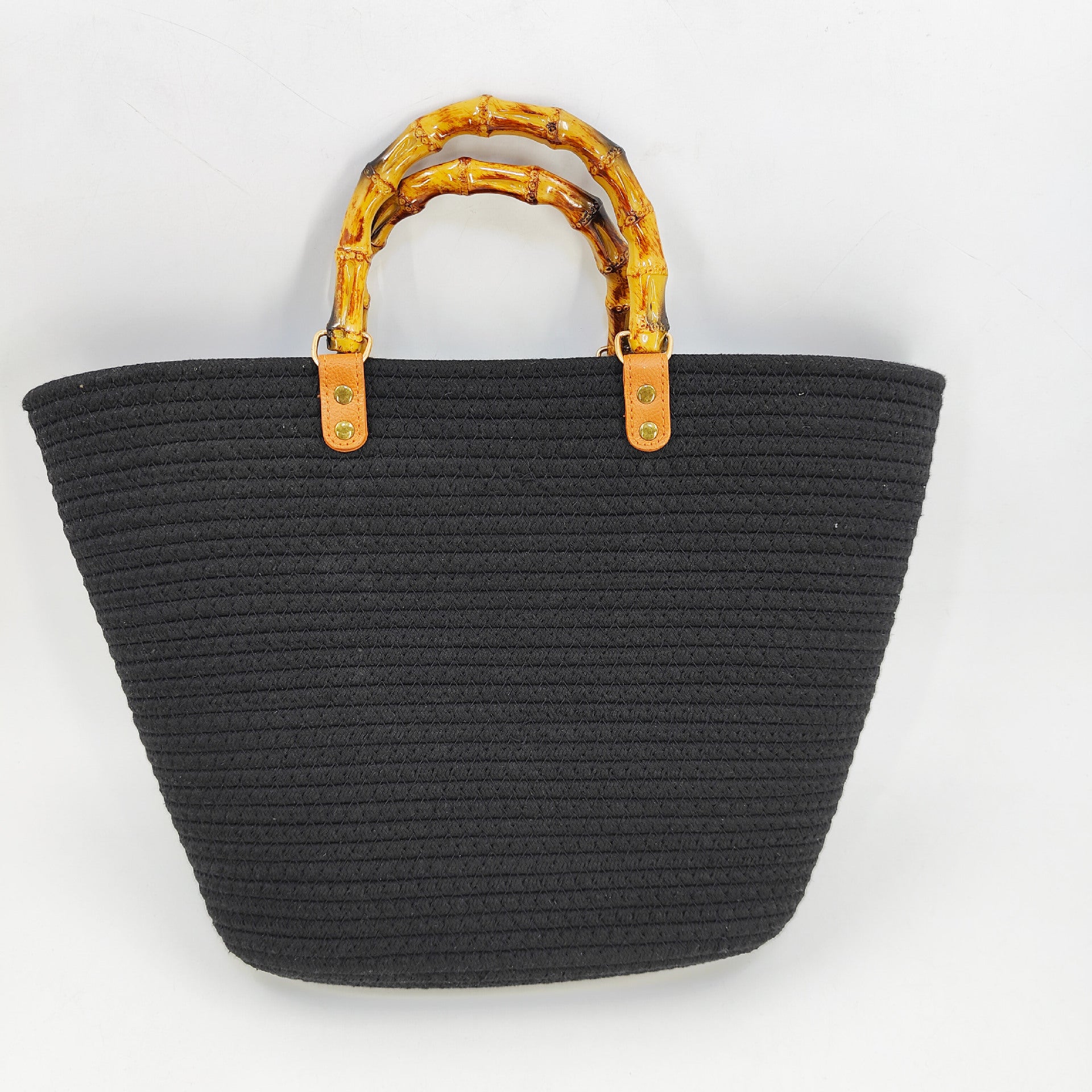 Woven Large Capacity Bamboo Shoulder Tote Bag
