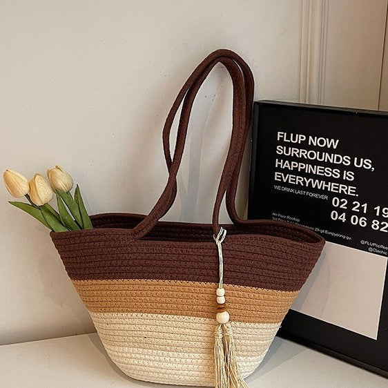 Women Woven Large Spring Summer Casual Shoulder Beach Bag