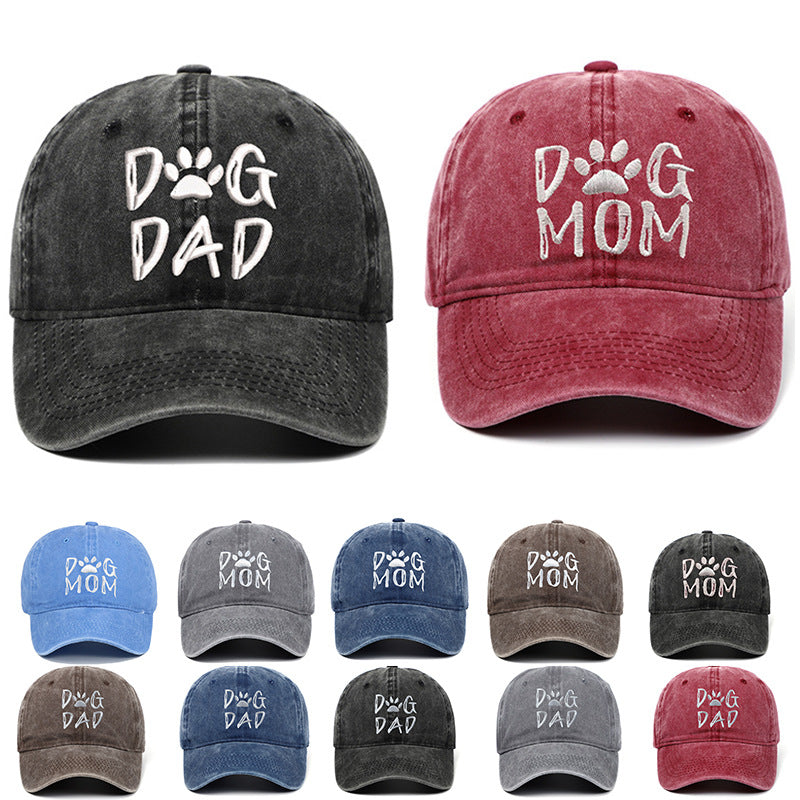 Washed Pure Cotton Embroidered Large Brim Cap
