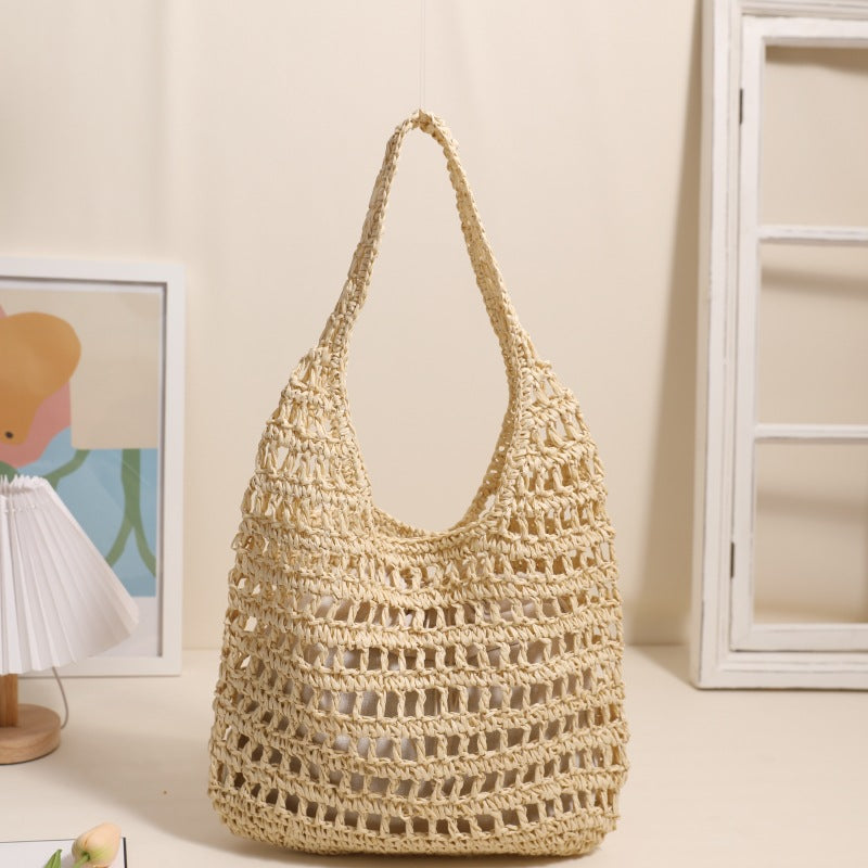 Large Shoulder Straw New Hollow Tote Handheld Woven Beach Bag