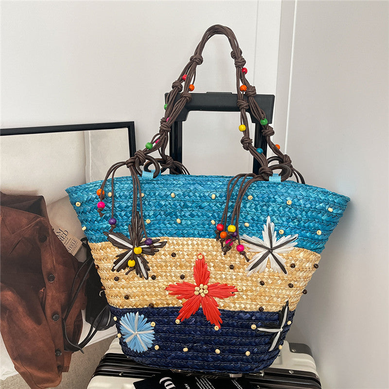 Women 2026 New Spring Beach Straw Ethnic Large Woven Shoulder Handheld Bag