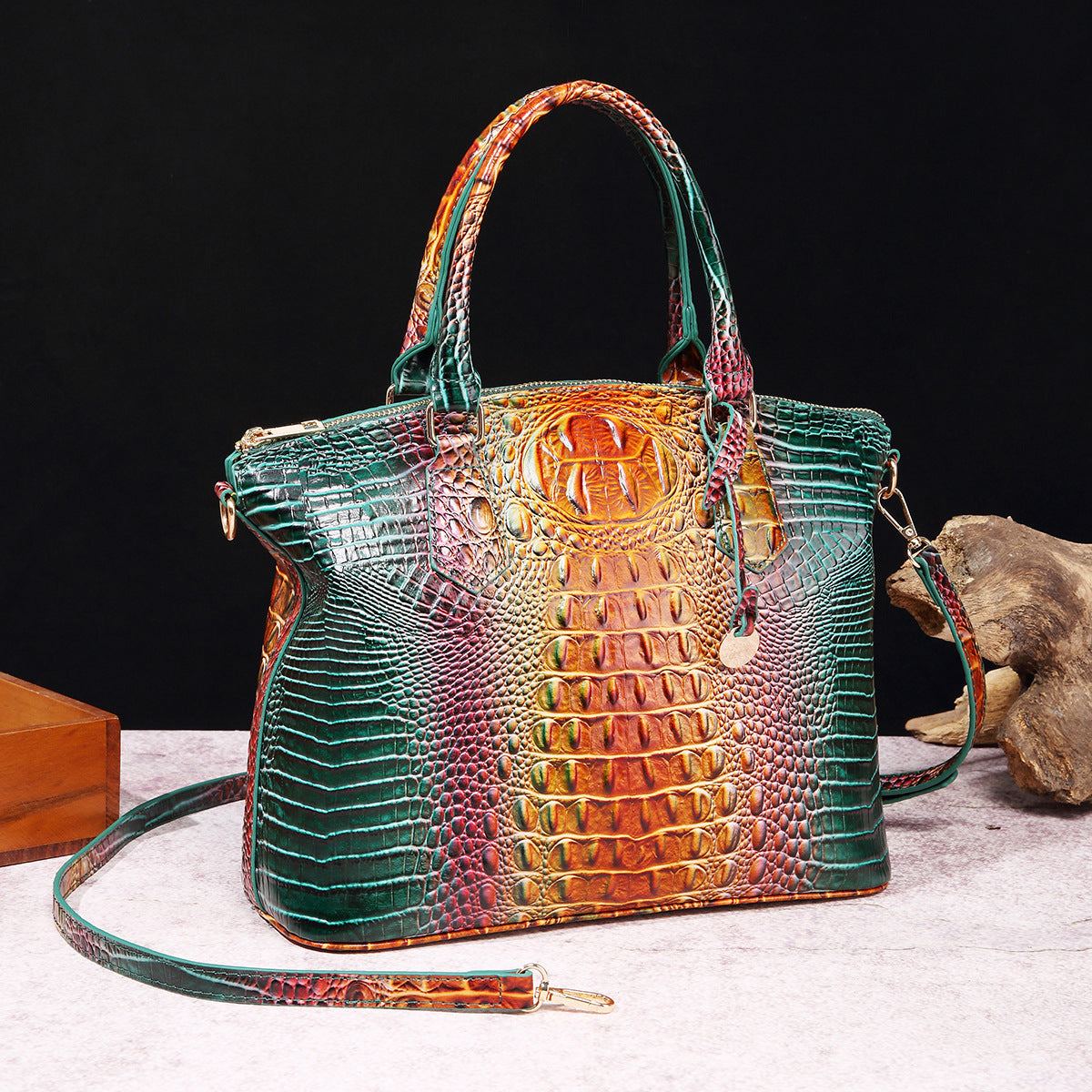 Portable Crossbody Retro Multi-Color Crocodile Pattern Bag