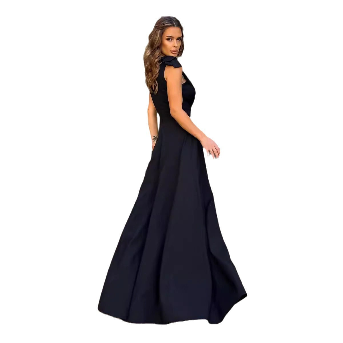 Women Solid Color Extended Evening Dress