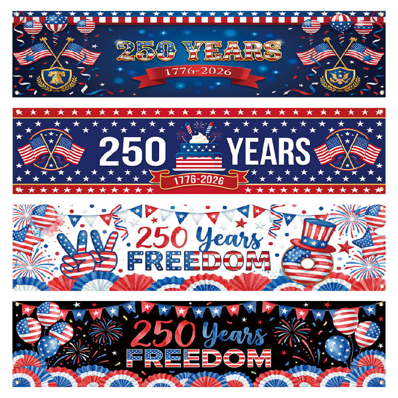 Independence Day 250th Anniversary Hanging Flag Banner